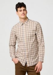 MESKA KOSZULA WRANGLER 1 PKT POPLIN SHIRT WHITE 112371402. Białe koszule Wrangler, m, bez wzorów, bez kołnierzyka, bez ramiączek. Za 169.99 zł.