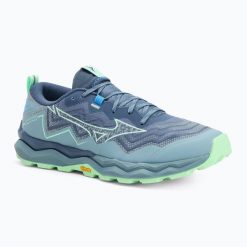 Buty do biegania męskie Mizuno Wave Daichi 9. Niebieskie buty do biegania Mizuno, bez wzorów, z materiału, bez zapięcia, do biegania, mizuno wave. Za 659.99 zł.