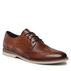 Półbuty Lasocki For Men. Brązowe eleganckie półbuty Lasocki For Men, bez wzorów, bez obcasa, bez zapięcia. Za 159.99 zł.