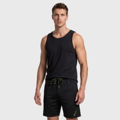 Szorty spodenki sportowe męskie Bermuda. Czarne krótkie spodenki sportowe Aulp, l, bez wzorów, z jersey. Za 179.99 zł.