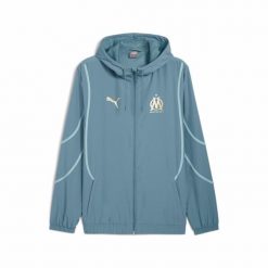 Kurtka Prematch OM 2024/25. Niebieskie kurtki Puma, l, bez wzorów, z materiału, bez kaptura. Za 318.10 zł.