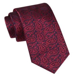 Modny Męski Krawat - Alties - Duży Czerwony Wzór Paisley. Czerwone krawaty i muchy Alties, bez wzorów, z tkaniny. Za 49.00 zł.