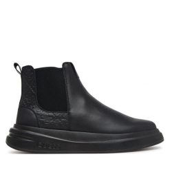 Sztyblety Guess. Czarne botki sznurowane Guess, z aplikacjami, bez obcasa, bez zapięcia. Za 674.99 zł.