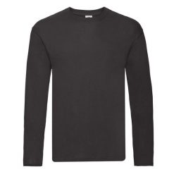 Oryginalna Koszulka Z Długim Rękawem Unisex Dla Dorosłych. Czarne bluzki z długim rękawem Fruit of the Loom, l, bez wzorów, bez kołnierzyka, bez ramiączek. Za 55.99 zł.