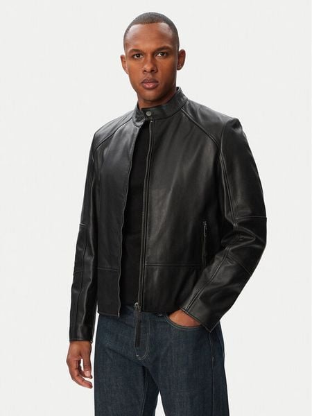 HUGO Kurtka skórzana Likos 50564039 Czarny Slim Fit. Czarne kurtki Hugo, m, bez wzorów, ze skóry, bez kaptura. Za 1,849.00 zł.