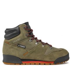Trekkingi adidas. Zielone botki sznurowane Adidas, bez wzorów, bez obcasa, bez zapięcia. Za 649.99 zł.