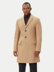 HUGO Płaszcz wełniany Migor2541 50546528 Beżowy Slim Fit. Brązowe płaszcze Hugo, na zimę, m, bez wzorów, z wełny, bez kaptura. Za 1,309.00 zł.