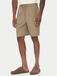 Emporio Armani Szorty materiałowe EM000681 AF12356 U6189 Brązowy Regular Fit. Brązowe szorty Emporio Armani, m, bez wzorów, ze lnu. Za 479.99 zł.