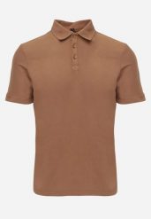 Brązowa Gładka Koszulka Polo o Klasycznym Kroju Sinopea. Brązowe koszulki polo Born2be, l, bez wzorów, z jeansu, bez kołnierzyka, bez ramiączek. Za 79.99 zł.