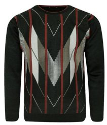Sweter Popielato-Zielony, Wzór Geometryczny, Okrągły Dekolt (U-neck), Męski - MAX SHELDON. Szare swetry rozpinane Max Sheldon, l, bez wzorów, z bawełny, bez kołnierzyka, bez ramiączek. Za 169.00 zł.