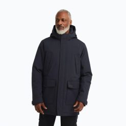 Kurtka przeciwdeszczowa męska Jack Wolfskin Canyon Shield Parka. Niebieskie kurtki Jack Wolfskin, m, bez wzorów, bez kaptura. Za 999.99 zł.