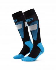 Męskie sportowe podkolanówki kompresyjne na zimę z wełną merino CEP. Czarne skarpetki sportowe CEP, bez wzorów, z elastanu. Za 199.00 zł.
