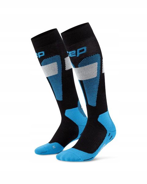 Męskie sportowe podkolanówki kompresyjne na zimę z wełną merino CEP. Czarne odzież kompresyjna CEP, bez wzorów, z elastanu. Za 199.00 zł.