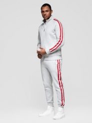 Dresowy komplet set męski bluza rozpinana + spodnie dresowe joggery - szary melanż V1. Szare joggery i bojówki Ombre Clothing, m, z aplikacjami, z bawełny, biznesowe. Za 419.99 zł.