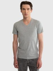 Koszulka męska v-neck z bawełny supima szara Supiclassicov 901. Szare t-shirty BIG STAR, l, bez wzorów, z bawełny, bez kołnierzyka, bez ramiączek. W wyprzedaży za 79.99 zł.