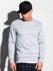 Bluza męska bez kaptura BASIC - srebrna - Rozmiar: M. Szare bluzy Ombre Clothing, m, bez wzorów, z bawełny, bez kaptura. W wyprzedaży za 29.99 zł.