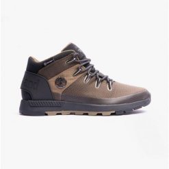 Trzewiki Timberland Sprint Trekker Mid z membraną TimberDry. Zielone buty trekkingowe Timberland, bez wzorów, bez zapięcia. Za 611.30 zł.