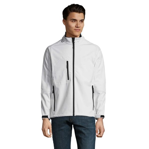 Kurtka Męska Relax Soft Shell. Białe kurtki SOL'S, m, bez wzorów, bez kaptura. Za 216.99 zł.