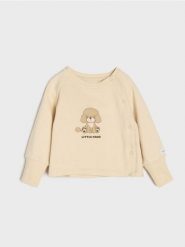 Bawełniana bluza z nadrukiem - kremowy. Białe bluzy bez kaptura Sinsay, l, bez wzorów, z bawełny, bez kaptura. Za 15.99 zł.