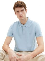 Tom Tailor Koszulka polo w kolorze błękitnym rozmiar: L. Niebieskie koszulki polo sportowe Tom Tailor, l, bez wzorów, z bawełny, bez kołnierzyka, bez ramiączek. Za 39.86 zł.