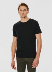 PAKO LORENTE – Czarny gładki T-shirt Basic. Czarne t-shirty Pako Lorente, l, bez wzorów, z bawełny, bez kołnierzyka, bez ramiączek. Za 99.99 zł.