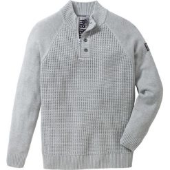 Sweter ze stójką Regular Fit bonprix jasnoszary melanż. Swetry nierozpinane marki bonprix. Za 79.99 zł.