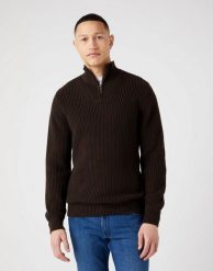WRANGLER HALF ZIP KNIT MĘSKI SWETER ROZPINANY DELICIOSO BROWN W8D0PJH38 112321332. Brązowe golfy Wrangler, l, bez wzorów, z bawełny, bez kołnierzyka, bez ramiączek. Za 159.99 zł.