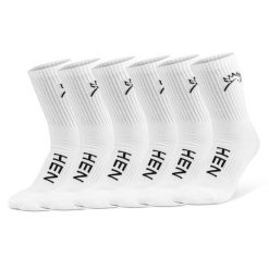 Everyday – półwysokie – skarpety sportowe – białe – zestaw 6 par – rozmiar 39–42. Białe skarpetki sportowe HEN SPORTSGEAR, bez wzorów, z bawełny. Za 139.00 zł.