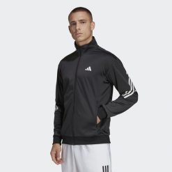 Bluza do tenisa męska Adidas 3-Stripes Knit Tennis Jacket. Czarne bluzy Adidas, m, bez wzorów, z materiału, bez kaptura. Za 251.65 zł.