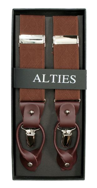 Szelki Klasyczne Karmelowe w Romby, Zapięcie na Guziki lub Żabki, Męskie -ALTIES. Sztyblety Alties, bez wzorów, z gumy, bez obcasa, bez zapięcia. Za 89.00 zł.