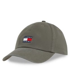 Czapka z daszkiem Tommy Jeans. Zielone czapki z daszkiem Tommy Jeans, bez wzorów, z jeansu. Za 119.99 zł.