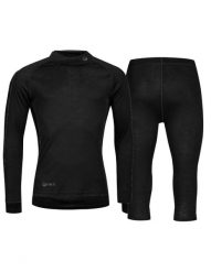 Komplet termoaktywny 3/4 męski Halti Neva Merino. Czarne bielizna termoaktywna Halti, m, bez wzorów, z materiału, bez ramiączek. Za 499.99 zł.