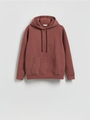 Bluza z kapturem - bordowy. Czerwone bluzy z kapturem Reserved, l, bez wzorów, z bawełny, z kapturem. Za 129.99 zł.