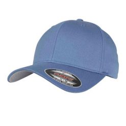 Wełniana Czapka Z Grzebieniem. Niebieskie czapki z daszkiem FLEXFIT, bez wzorów, z wełny. Za 79.99 zł.