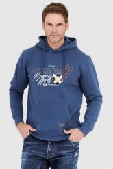 LA MARTINA Granatowa bluza męska z naszywkami. Niebieskie bluzy La Martina, l, z aplikacjami, bez kaptura. W wyprzedaży za 449.99 zł.