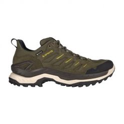 Buty trekkingowe męskie Lowa Innovo Low Gtx. Zielone buty trekkingowe Lowa, bez wzorów, z materiału, bez zapięcia. Za 958.00 zł.