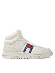 Tommy Jeans Sneakersy The Brooklyn Mix Mat Mid EM0EM01458 Biały. Białe buty sportowe casual Tommy Jeans, bez wzorów, z jeansu, bez zapięcia. Za 399.99 zł.