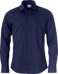 Clique Clark koszula męska z długim rękawem 100% bawełna — dark navy. Niebieskie koszule CLIQUE, l, bez wzorów, z bawełny, bez kołnierzyka, bez ramiączek. Za 212.53 zł.