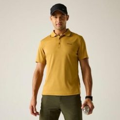Męska koszulka polo Maverik V Quick Drying. Żółte koszulki polo Regatta, m, bez wzorów, z poliesteru, bez kołnierzyka, bez ramiączek. Za 89.99 zł.