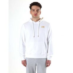 Bluza z kaptur na co dzień na siłownię. Białe bluzy LEONE 1947 APPAREL, bez wzorów, z bawełny, bez kaptura. Za 273.65 zł.