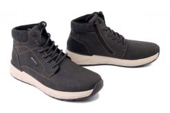 RIEKER TEX 11502-45 grey, trzewiki męskie. Szare botki sznurowane Rieker, bez wzorów, z wełny, bez obcasa, bez zapięcia. Za 439.90 zł.