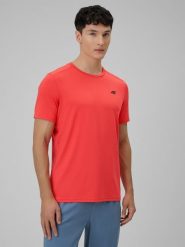 4F Koszulka treningowa regular szybkoschnąca męska - czerwona XL. Czerwone t-shirty 4F, m, bez wzorów, ze skóry, bez kołnierzyka, bez ramiączek. Za 79.99 zł.