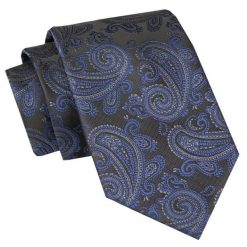 Męski Krawat Angelo di Monti - Paisley, Ciemna Kolorystyka. Niebieskie krawaty i muchy Angelo di Monti, bez wzorów, z tkaniny. Za 45.00 zł.