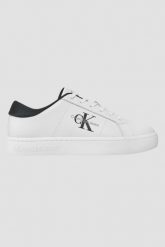 CALVIN KLEIN Białe męskie sneakersy. Czarne buty sportowe casual CALVIN KLEIN, bez wzorów, bez zapięcia. W wyprzedaży za 299.99 zł.