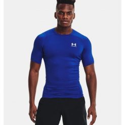 Koszulka fitness męska Under Armour Ua Hg Armour Comp SS. Niebieskie bielizna termoaktywna Under Armour, l, bez wzorów, bez ramiączek, na fitness i siłownię. Za 101.03 zł.