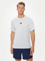 Adidas Koszulka techniczna Workout Logo IT2128 Niebieski Regular Fit. Niebieskie t-shirty sportowe Adidas, bez wzorów, z bawełny, bez ramiączek, na fitness i siłownię. Za 99.99 zł.