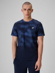 4F T-shirt regular z nadrukiem męski - granatowy S. Niebieskie t-shirty 4F, m, bez wzorów, z bawełny, bez kołnierzyka, bez ramiączek. Za 89.99 zł.
