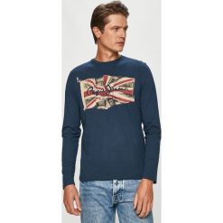Pepe Jeans - Longsleeve Flag Logo. Niebieskie bluzki z długim rękawem Pepe Jeans, m, bez wzorów, z dzianiny, bez kołnierzyka, bez ramiączek. W wyprzedaży za 89.90 zł.