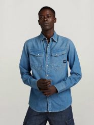 G-Star Koszula dżinsowa - Slim fit - w kolorze błękitnym rozmiar: XXL. Niebieskie koszule G-Star, xxl, bez wzorów, z bawełny, bez kołnierzyka, bez ramiączek. Za 176.91 zł.