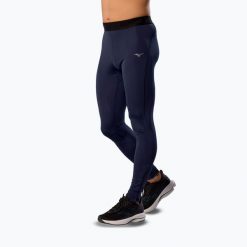 Legginsy do biegania męskie Mizuno Core Impulse Long baritone blue. Niebieskie legginsy długie sportowe Mizuno, m, bez wzorów, do biegania. Za 229.99 zł.